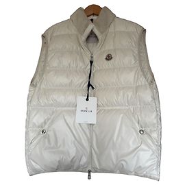 Moncler Off-White Puffer Vest with Shearling Collar White