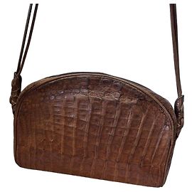 Chloé Bolsa de ombro em couro com textura de crocodilo marrom Marrom
