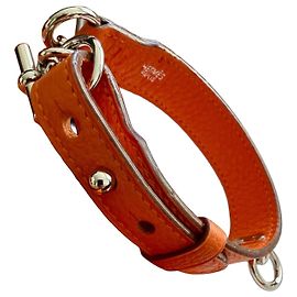 Hermès Orange Grained Leather Dog Collar Orange