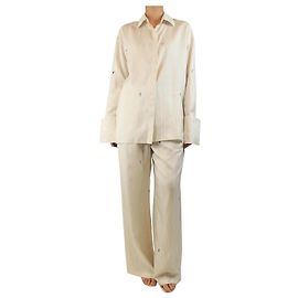 Loewe White oversized pinstripe shirt and pants set - size UK 6 White