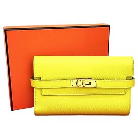 Hermès Hermes Kelly Wallet Compact Epsom Leather Wallet Yellow