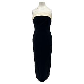 Alain Manoukian Black Wool Strapless Dress S Black