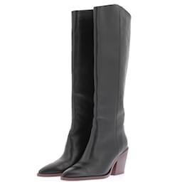 Ba&Sh Schwarze Lederstiefel mit Absatz Schwarz
