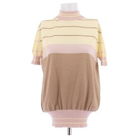 Marni Top de mangas curtas listrado Bege