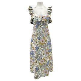 Vestido largo floral Zimmermann de lino Multicolor