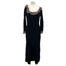 Autre Marque Robe noir avec col léopard Black
