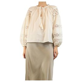 Ulla Johnson Weiße Bluse mit Häkeldetails - Größe UK 12 Weiß