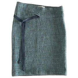 Humanoid Tweed Bleistiftrock Asymmetrisch Blau-grün Grau Größe S Grau Hellgrün