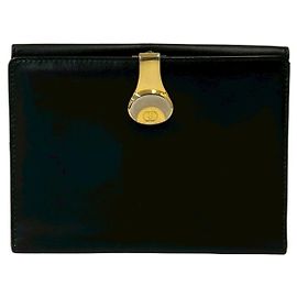 Gucci Vintage GG Logo Leather Bi-fold Wallet Black