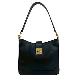 Céline Celine Vintage Calf Leather Shoulder Tote Bag Black
