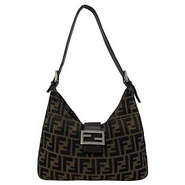 Fendi Zucca FF Pattern Shoulder Bag Brown Black