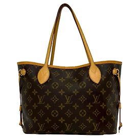 Louis Vuitton Neverfull PM Monogram Leather Tote Bag Brown
