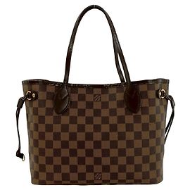 Louis Vuitton Neverfull PM Damier Pattern Brauner Tote Bag Braun