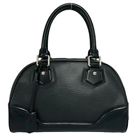 Borsa Louis Vuitton Bowling Montaigne PM in pelle Epi Nero