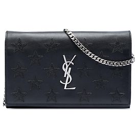 Carteira com corrente Kate Monogram Star em couro de vitelo preto Saint Laurent Preto