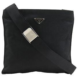 Prada Black Satin Zip Top Crossbody Black