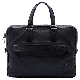 Gucci Black Calfskin Soho Briefcase Black