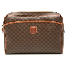 Céline Celine Brown Macadam Coated Canvas Clutch Brown