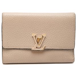 Louis Vuitton Beige Taurillon Capucines Compact Wallet Beige