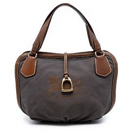 Céline Tote Carriage em lona cinza Celine Marrom Cinza antracite