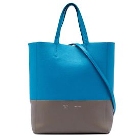 Céline Cabas vertical Celine Blue Small en cuir de veau grainé bicolore Bleu