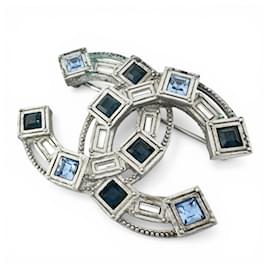 Chanel Coco Mark Strass-Brosche Silber