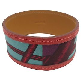 Hermès NUOVO BRACCIALETTO HERMES PETIT H MANCHETTE T20 PELLE E SETA SCATOLA STRAP BANGLE Multicolore