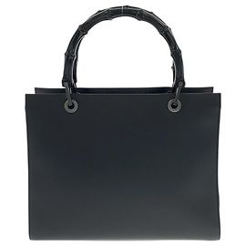 Bolsa Tote de Couro com Alça de Bambu Gucci Preto