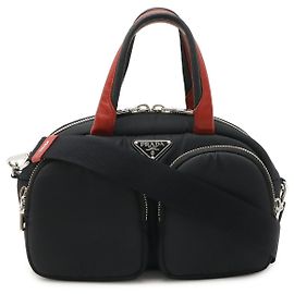 Borsa in nylon con logo Triangle Prada 2WAY Nero