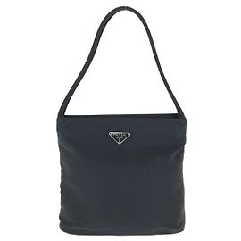 Prada Nylon Tessuto Triangle Logo Tote Bag Black
