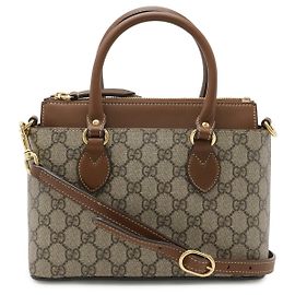 Gucci GG Supreme Mini 2WAY Handbag Brown Beige