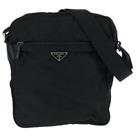 Borsa a tracolla in nylon Tessuto con logo triangle Prada Nero