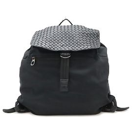 Mochila de nylon e couro Intrecciato Bottega Veneta Preto