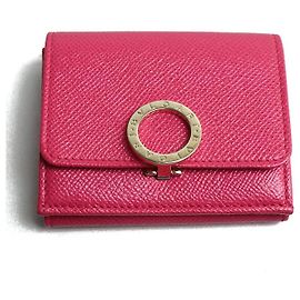 Bulgari Bvlgari Bvlgari Leather Trifold Wallet Pink