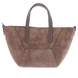Brunello Cucinelli Mini bolsa BC Duo em camurça adornada com Monile Marrom