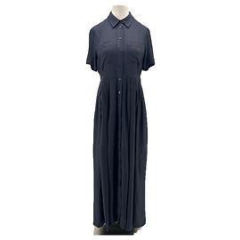 Robe longue marine Tara Jarmon en coton Taille 38 Noir