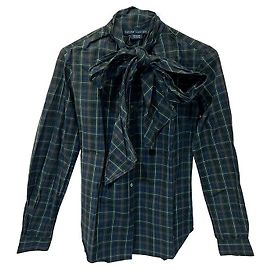 Ralph Lauren Camisa Check con Cuello de Cinta Azul
