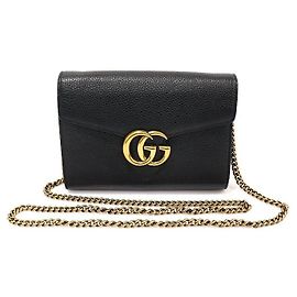 Gucci Mini borsa a tracolla GG Marmont in pelle texturizzata nera Nero