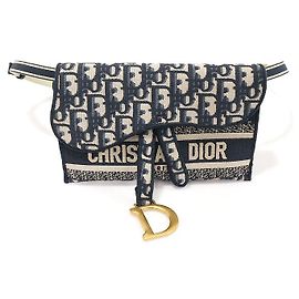 Dior Bolsa de cintura transversal de jacquard oblíquo azul Azul