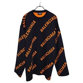 Balenciaga Oversized-Strickpullover mit Multi-Logo-Intarsia Schwarz
