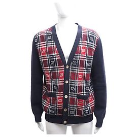 Gucci GG Check Wollstrickjacke für Herren Blau