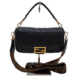Fendi Borsa Tote e Borsa a tracolla Baguette in pelle nera, taglia Medium Nero
