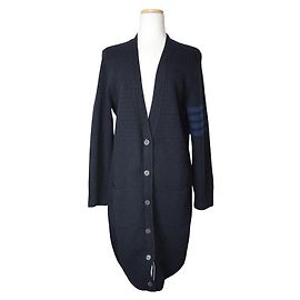 Thom Browne Cardigan lungo in lana e cashmere blu notte Blu