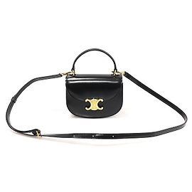 Céline Mini borsa trasparente Triomphe in pelle di vitello lucida nera Nero