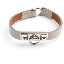 Hermès Pulseira Micro Rival Silver Stamp Marrom