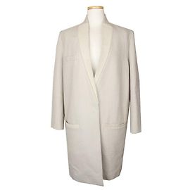 Isabel Marant Beige Wool Shearling Trim Coat White