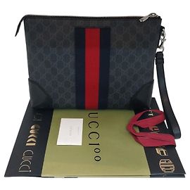 Gucci Supreme Stripe Clutch Bag Blue