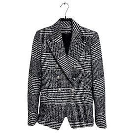 Balmain Giacca doppia in tweed pied-de-poule da donna Bianco