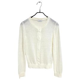 Brunello Cucinelli Leinenstrickjacke für Damen Weiß