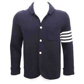 Thom Browne Wool Sports Coat Navy Knit Jacket Blue